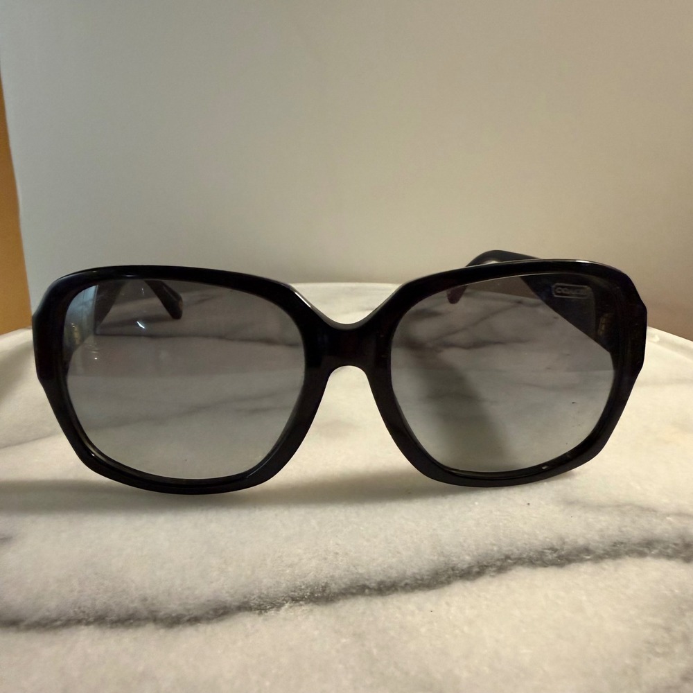 Coach Megan Sunglasses HC 8044 Black Oversized Square Gold Signature C Logo - Picture 2 of 6